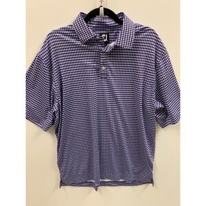 FootJoy Shirt Mens Large Purple Polo Gingham Stretch Checkered Deacons Lodge